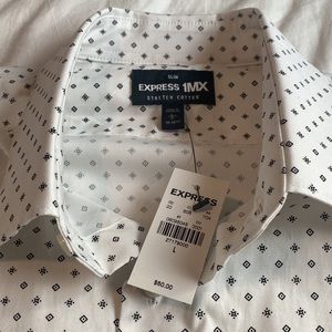 EXPRESS 1MX Slim Stretch Cotton Pattern Dress Shirt! NWT!
